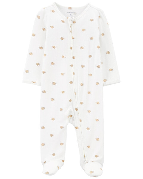 Baby Snail Print Zip-Up PurelySoft Sleep & Play Pajamas NB