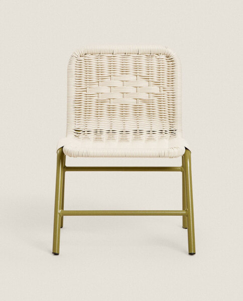 Children's woven-back metal chair