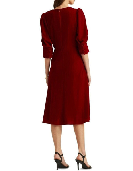 LAUREN Ralph Lauren 297625 Velvet Puff-Sleeve Dress, Size 16