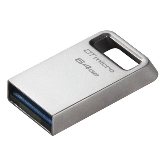 Kingston DataTraveler Micro - 64 GB - USB Type-A - 3.2 Gen 1 (3.1 Gen 1) - 200 MB/s - Capless - Silver