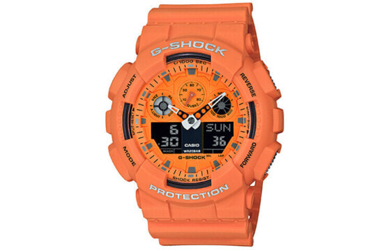 CASIO卡西欧 G-SHOCK YOUTH系列 摇滚乐防震防磁防水运动手表 石英机芯 日韩表 男表 橙色表盘 GA-100RS-4A / Часы кварцевые CASIO G SHOCK GA-100RS-4A