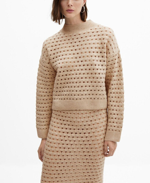 Women's Openwork Details Knitted Jumper