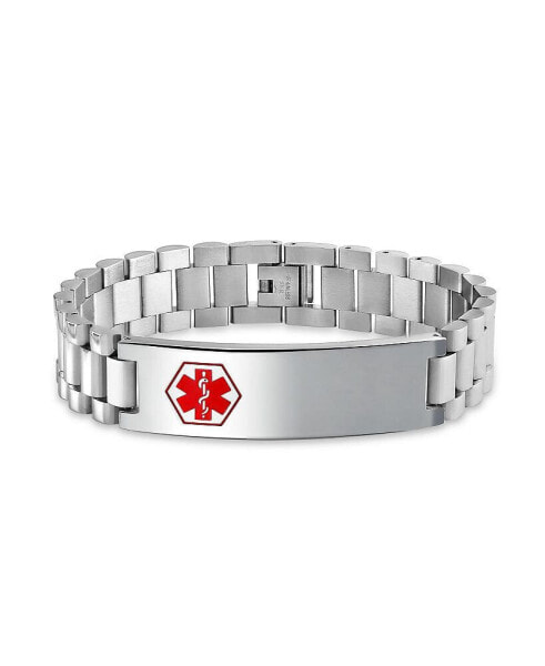 Blank Medical Identification Medical ID Band Link Bracelet For Men Stainless Steel 8.5 Inch
