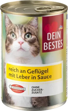 Nassfutter Katze, reich an Geflügel mit Leber in Sauce, 415 g