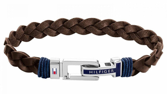 Мужской кожаный браслет коричневый плетеный Tommy Hilfiger 2790309