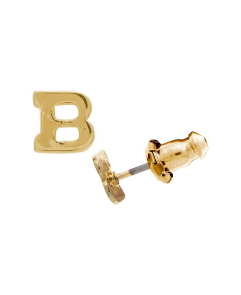 14K Gold-Dipped Initial Button Earrings
