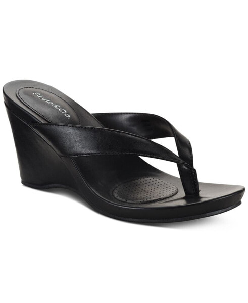 Women's Chicklet Wedge Thong Sandals, Created for Macy's