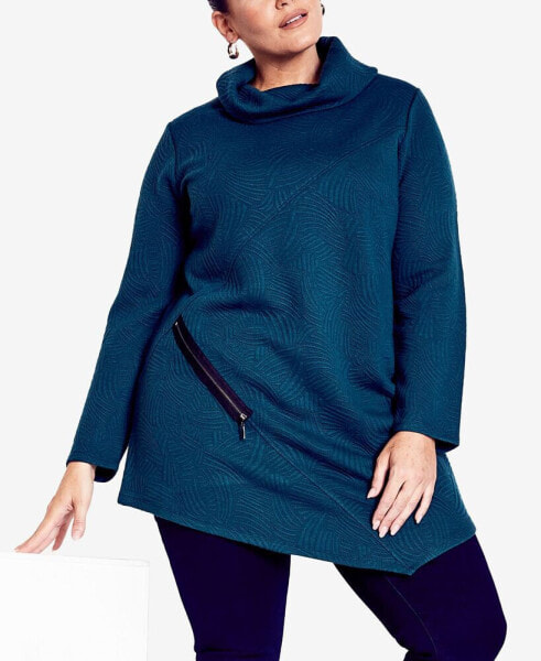 Plus Size Tilly Textured Cowl Neck Tunic Top