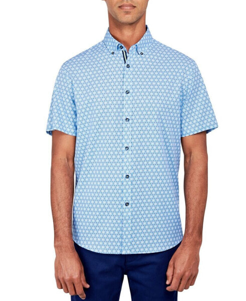 Men's Regular-Fit Non-Iron Performance Stretch Micro Geo-Print Button-Down Shirt