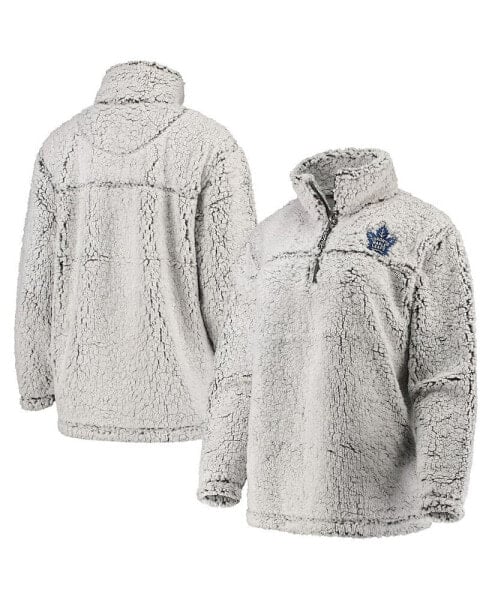 Women's Gray Toronto Maple Leafs Sherpa Quarter-Zip Pullover Jacket