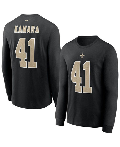 Men's Alvin Kamara Black New Orleans Saints Player Name and Number Long Sleeve T-shirt