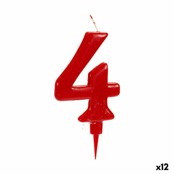 Украшения для организации праздников Shico Вуаль День рождения Красный Номер 4 (12 штук)