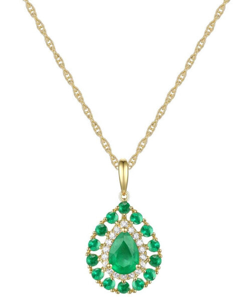 Macy's sapphire (1-1/2 ct. t.w.) & Diamond (1/10 ct. t.w.) Teardrop 18" Pendant Necklace in 14k Gold (Also in Emerald and Ruby)