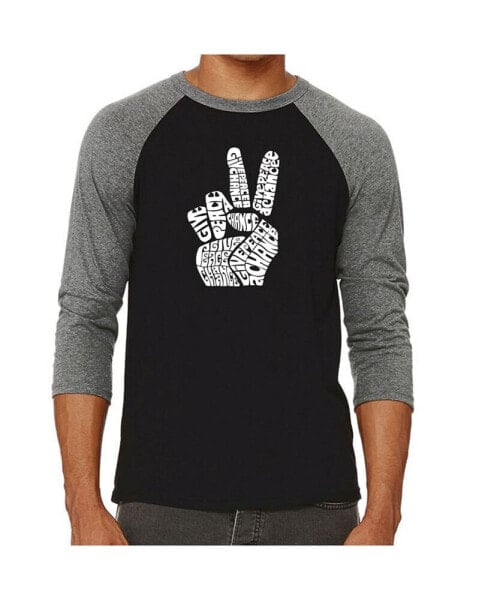Peace Fingers Men's Raglan Word Art T-shirt