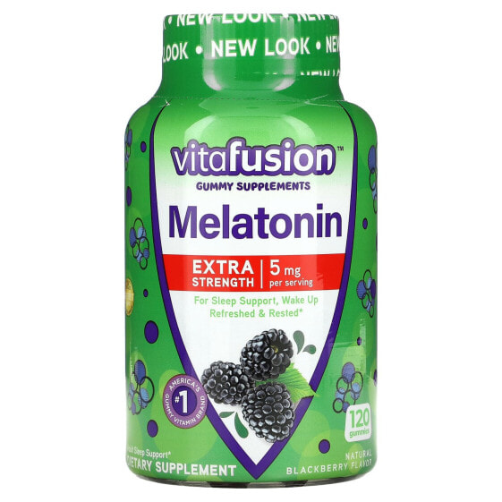 VitaFusion, Мелатонин повышенной силы действия, натуральный вкус ежевики, 2.5 мг, 120 жевательных таблеток