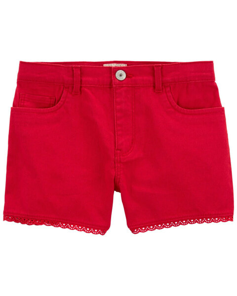 Kid Eyelet Trim Denim Shorts 7