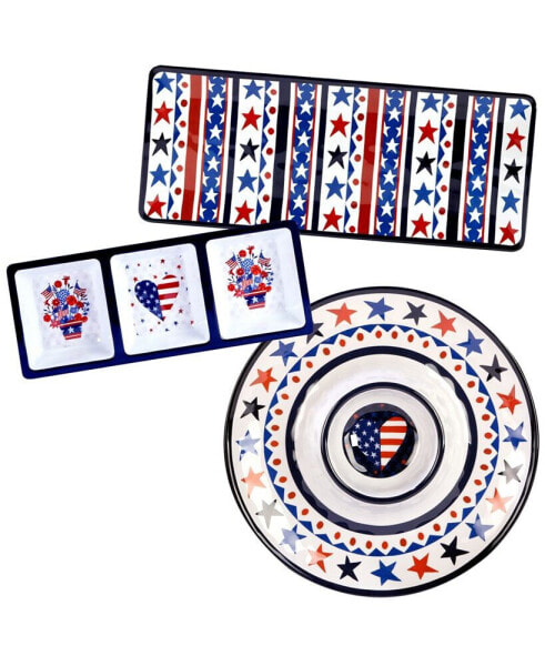 Сервировка стола Certified International Набор Тарелок Stars and Stripes Melamine, 3 шт