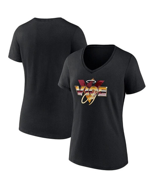 Women's Black Miami Heat Hometown Collection Vice City V-Neck T-shirt