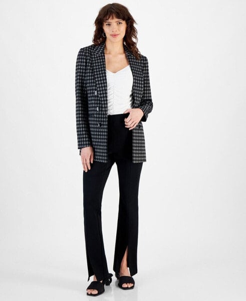 Women's Knit-Jacquard Open-Front Long-Sleeve Blazer, Created for Macy's