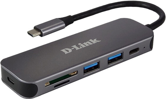 D-Link 5-in-1 USB-C Hub with Card Reader DUB-2325 - USB Type-C - Grey - MicroSD (TransFlash) - SD - SDHC - SDXC - USB 3.2 Gen 1 (3.1 Gen 1) Type-A - USB 3.2 Gen 1 (3.1 Gen 1) Type-C - Power - USB