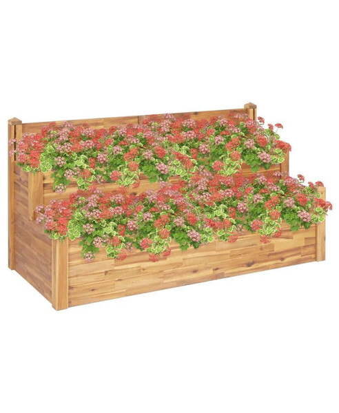 2-Tier Garden Planter 63"x29.5"x33.1" Solid Acacia Wood