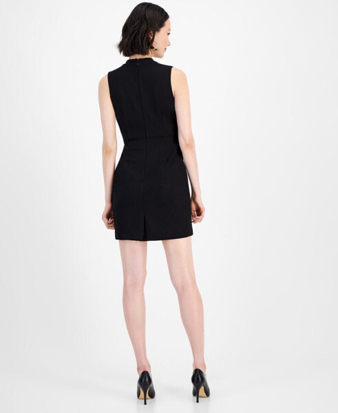 Petite Faux-Wrap Sleeveless Jersey Sheath Dress