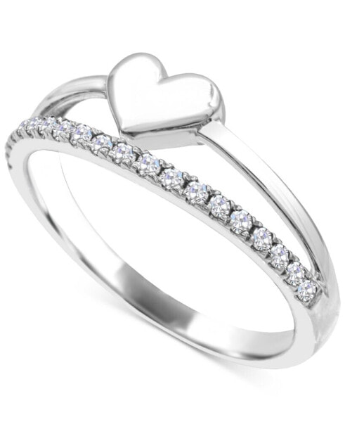 Кольцо Macy's White Topaz Heart Split Shank