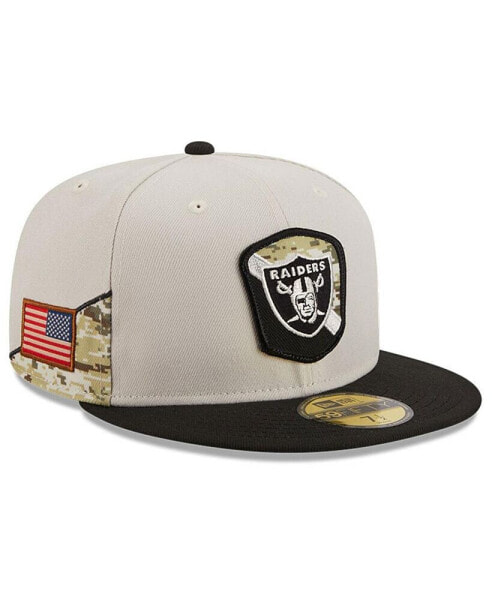 Men's Stone, Black Las Vegas Raiders 2023 Salute To Service 59FIFTY Fitted Hat