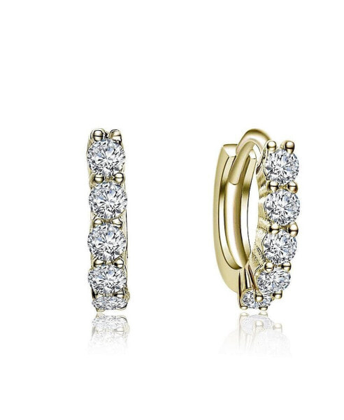 Elegant White Gold Plated Cubic Zirconia Extra Mini Huggie Hoop Earrings