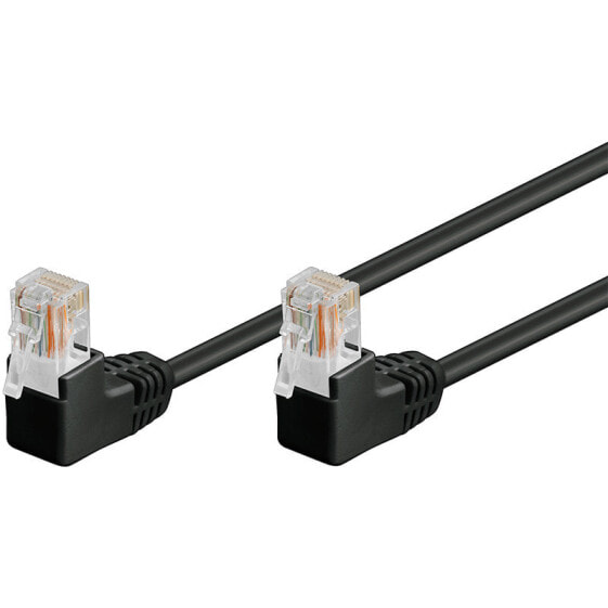 Goobay CAT 5e Patch Cable 2x 90° Angled - U/UTP - black - 10 m - 10 m - Cat5e - U/UTP (UTP) - RJ-45 - RJ-45