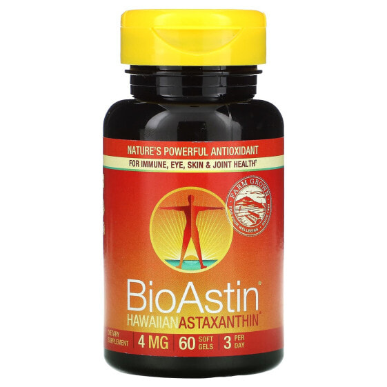 BioAstin, Hawaiian Astaxanthin, 12 mg, 60 Soft Gels (4 mg per Soft Gel)