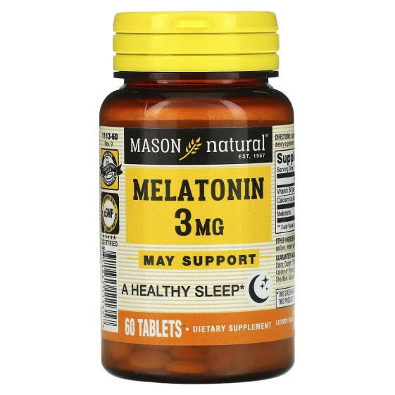 Витамины для здорового сна Mason Natural Мелатонин, 3 мг, 60 таблеток