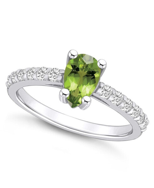 Peridot (1 Ct. T.W.) and Diamond (1/3 Ct. T.W.) Ring in 14K White Gold