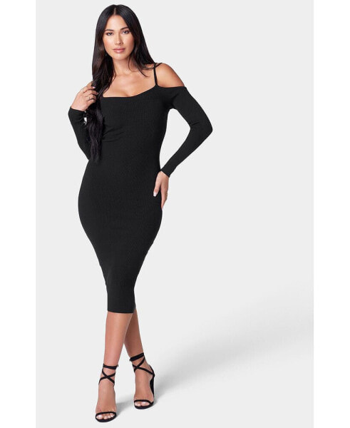 Women's Cold Shoulder Midi Dress