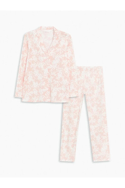 AYMİRA STORE'DEN GÖNDERİLİRMEKTEDİR! %100 Pamuk Gömlek Yaka Desenli Uzun Kollu Kadın Pijama Takımı