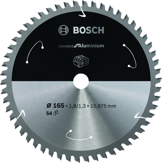 Bosch Kreissägeblatt für Akkusägen Standard for Aluminium, 165 x 1,8/1,3 x 15,875, 54 Zähne