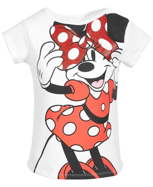 Little Girls Crew Neck Short Sleeve Minnie Mouse Tee