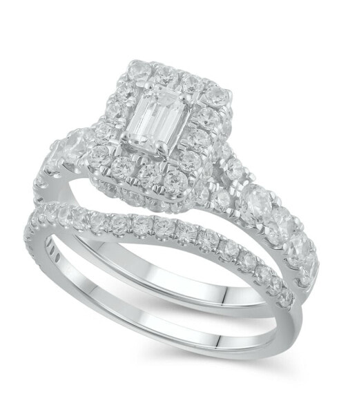 Кольцо Macy's Diamond Halo Emerald Bridal Set.