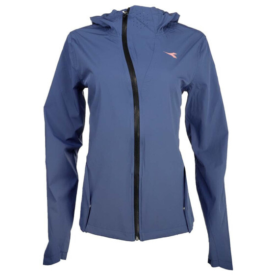 Diadora Rain Lock Full Zip Running Jacket Womens Blue Casual Athletic Outerwear