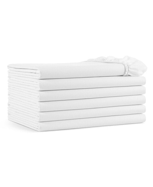 Lulworth Fitted Sheets (6 Pack), Queen Size, Cotton Polyester Blend, White, Color Coded, 200 Thread Count