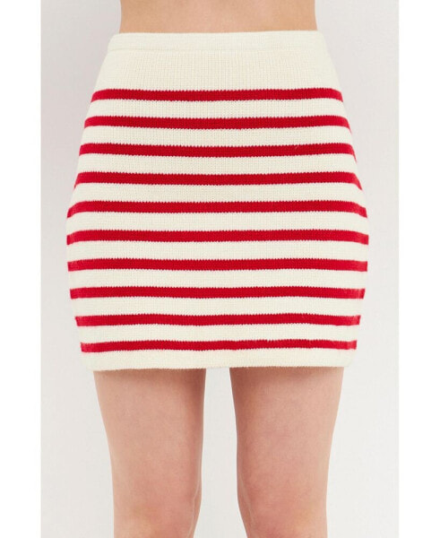 Women's Knit Striped Mini Skirt