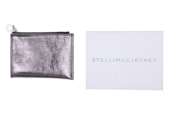 STELLA McCARTNEY 296975 Eco Perforated Small Key Pouch Pewter