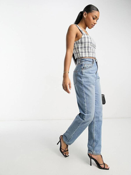 Abercrombie & Fitch tweed top in blue check