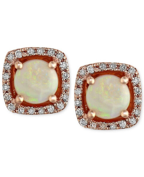 Aurora by EFFY® Opal (3/4 ct. t.w.) and Diamond (1/8 ct. t.w.) Stud Earrings in 14k Rose Gold