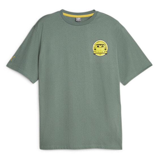 Puma Pl Garage Graphic Crew Neck Short Sleeve T-Shirt Mens Green Casual Tops 621