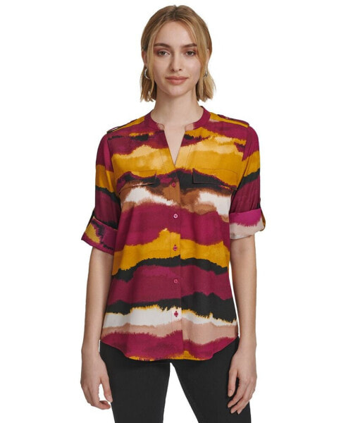 Women's Printed Button-Down Blouse