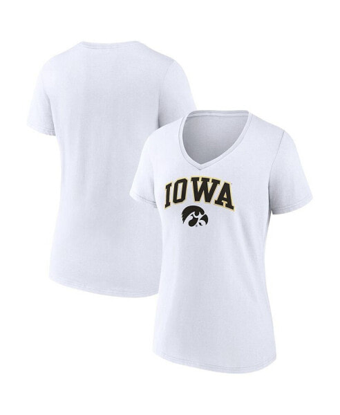 Women's White Iowa Hawkeyes Evergreen Campus V-Neck T-shirt