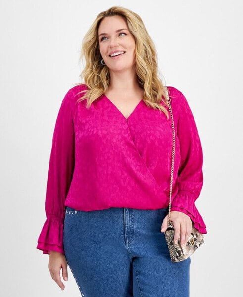 Plus Size Surplice-Neck Blouse, Created for Macy's