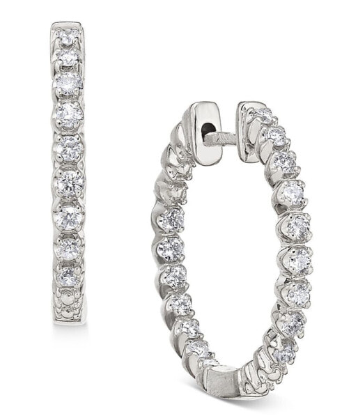 Diamond In-and-Out Hoop Earrings (1/2 ct. t.w.) in 14k White Gold