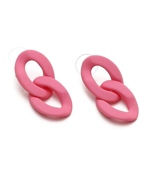 Women's Pink Chain-link Drop Earrings